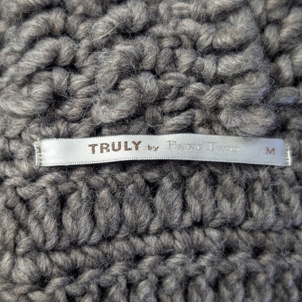 TRULY By Part Two Wool Blend Chunky Cardigan With Tie Front Belt | Size Medium - Picture 8 of 9